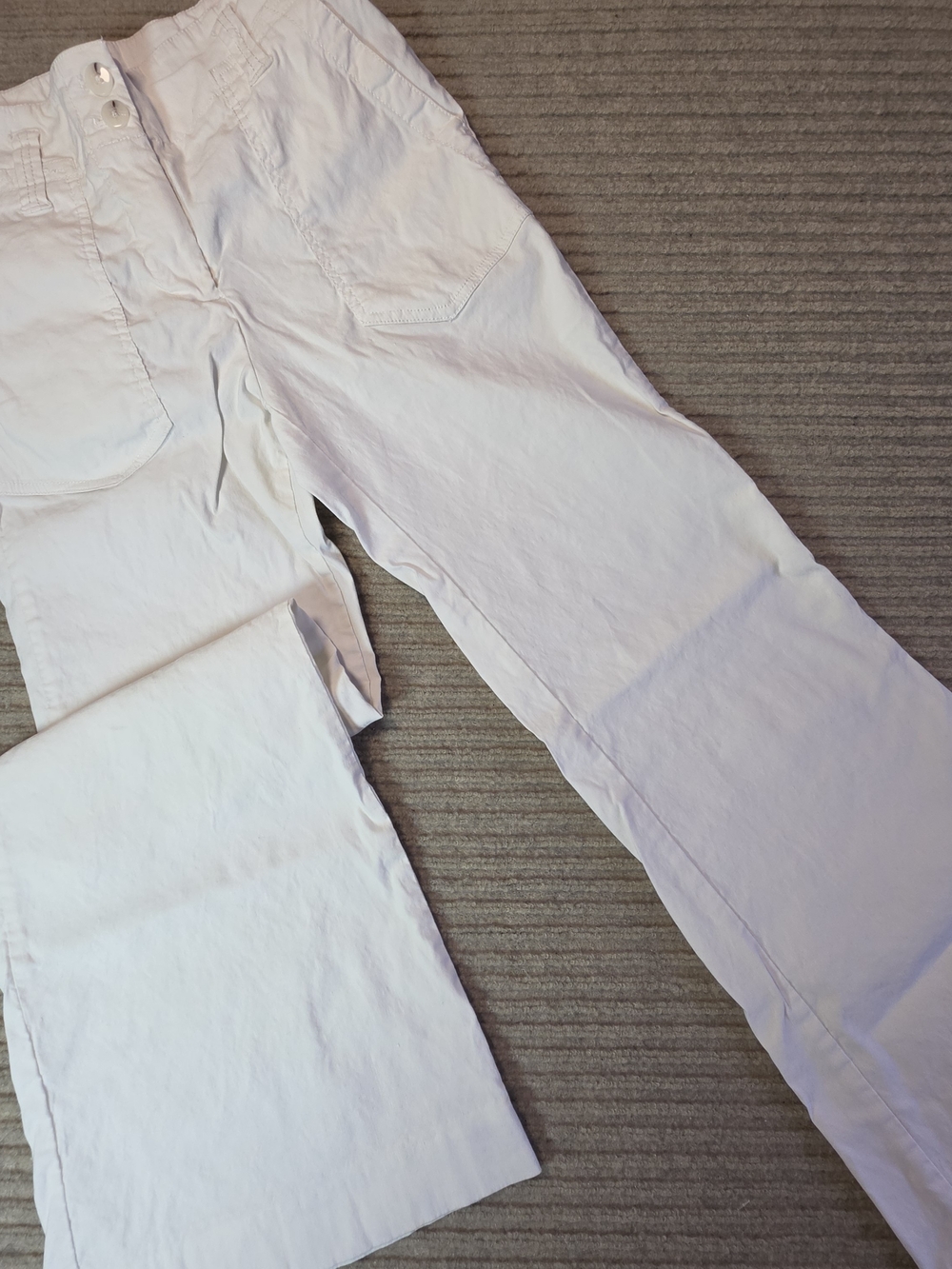 Maeve Anthropologie The Naomi Linen Blend Wide-Leg Flare Pants Size 2 White EUC